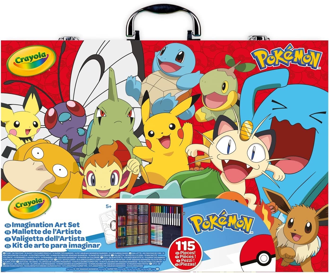 Crayola - Valigetta dell'Artista Pokémon, Set Creativo con 115 pezzi