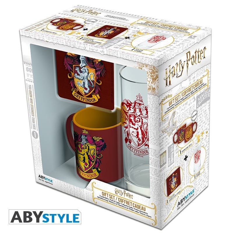 HARRY POTTER - Pck Glass 29cl + Coaster + Mini Mug "Gryffindor"