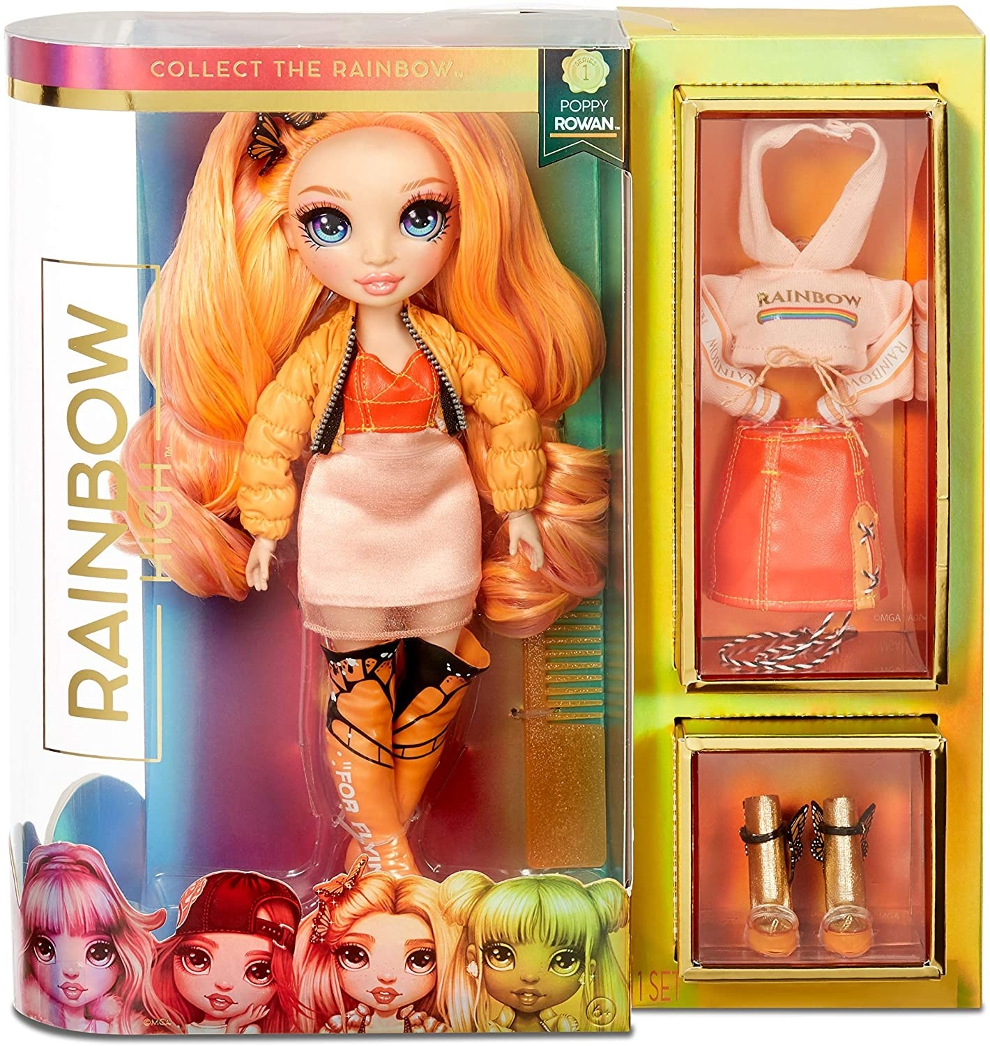 Rainbow High Surprise Poppy Rowan – Orange Fashion Doll with 2 Outfits