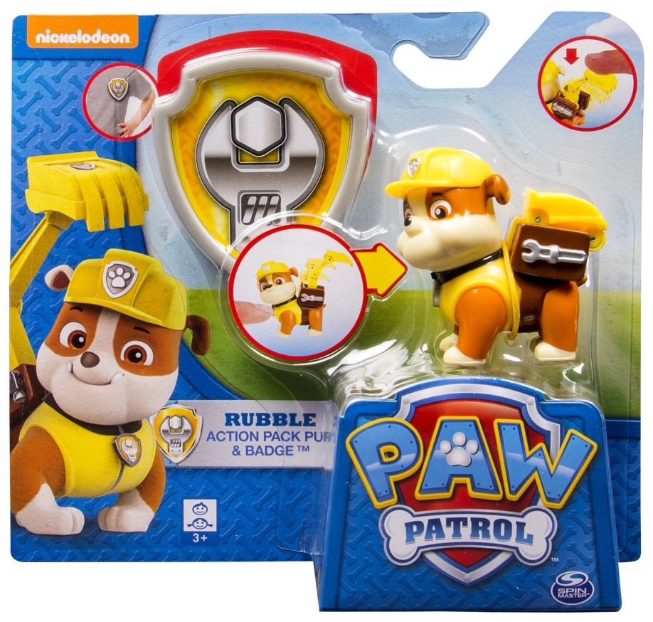 Paw Patrol Rubble action pack pup & badge Spin Master