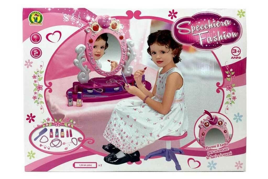 Specchiera giocattolo per bambina Fashion Moda accessori gioielli suoni luci