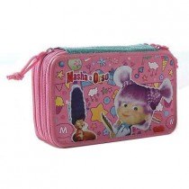 Masha & Orso astuccio 3 zip con cancelleria Accademia