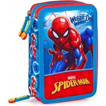 Spiderman - Astuccio Scuola 3 Zip Originale Completo di 44 Pezzi