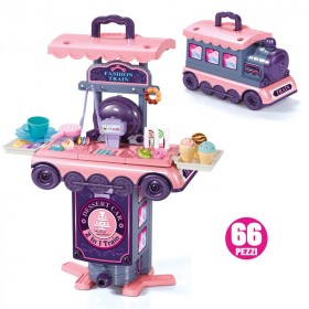 Trenino “Cucino Io” Trolley trasformabile in banco play set pasticceria. Con tanti accessori