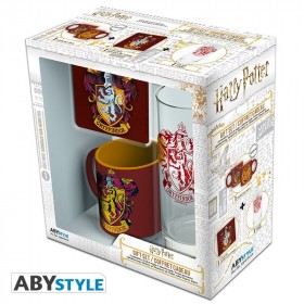 HARRY POTTER - Pck Glass 29cl + Coaster + Mini Mug "Gryffindor"