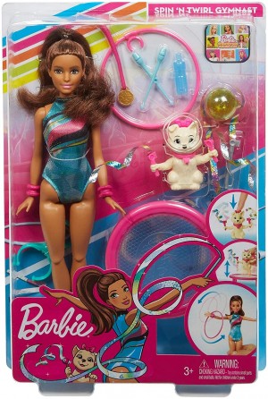 Barbie- Dreamhouse Adventures Bambola Ginnasta Mora in Body con Accessori
